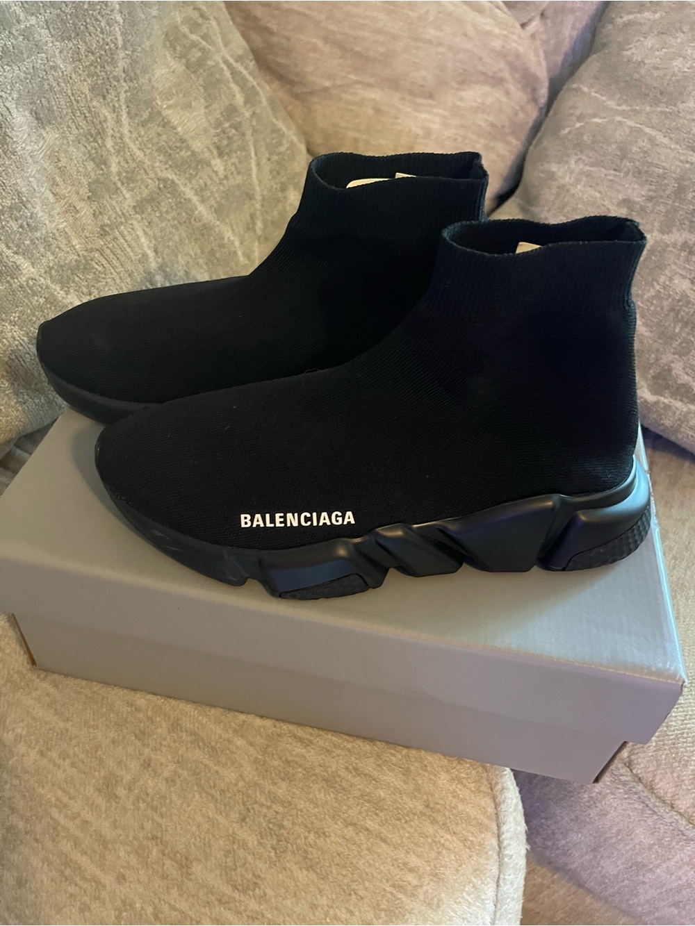 Balenciaga Black Knit Sock Sneakers with Sculpted Sole